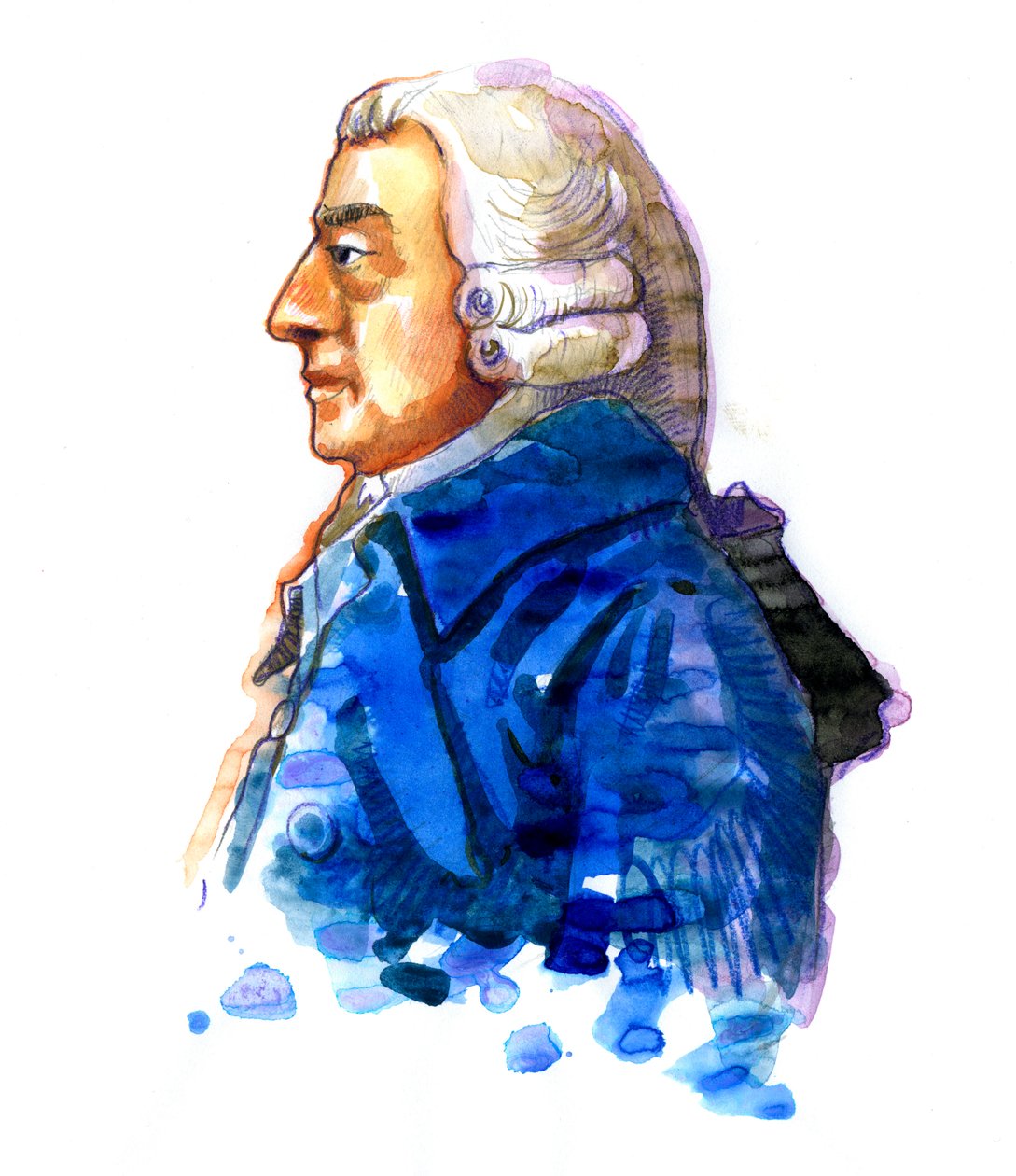 Muotokuva filosofista ja taloustieteilijä Adam Smithistä (1723-1790) Piirustus tekijältä Alessandro Lonati