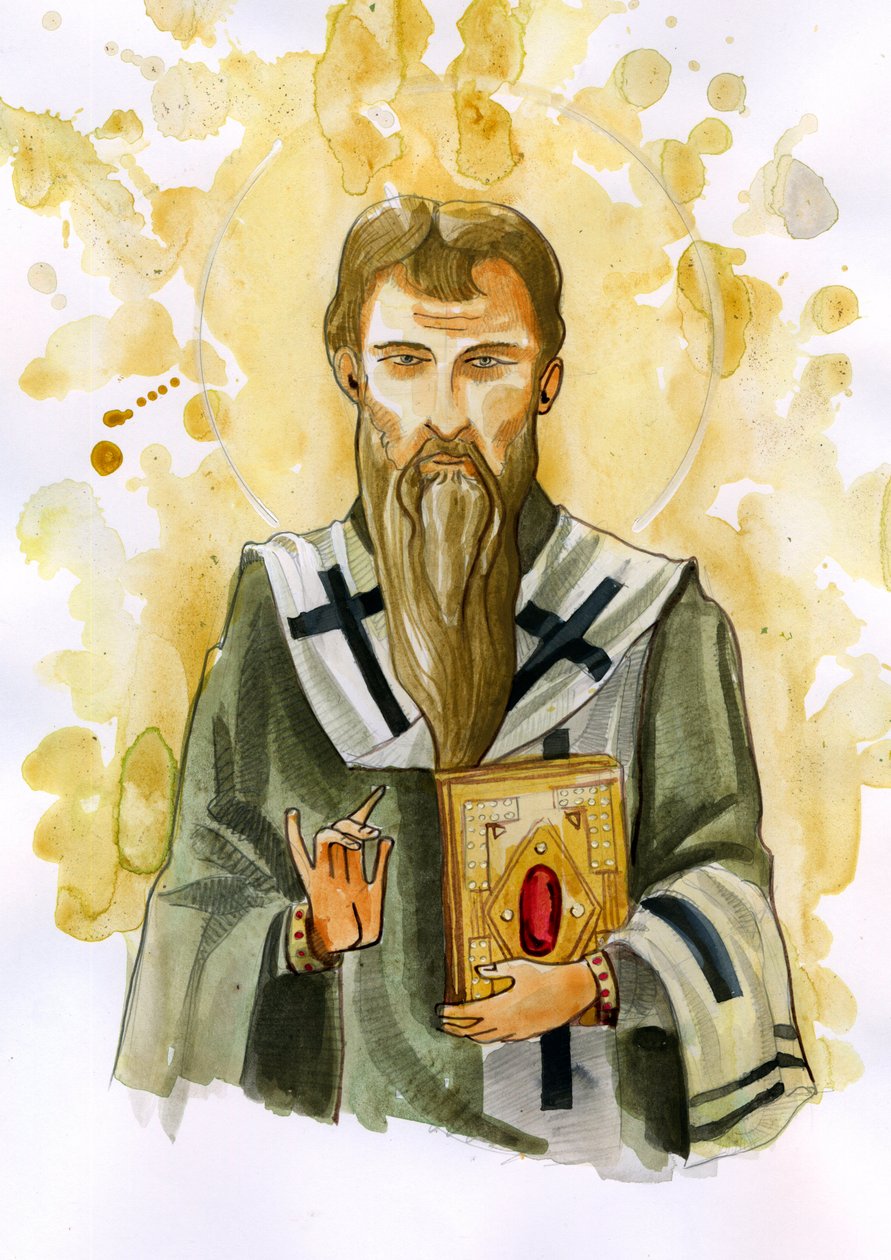 Basilika Kesarealainen tai Pyhä Vasilis Suure (329-379) - kuvitus: Alessandro Lonati tekijältä Alessandro Lonati