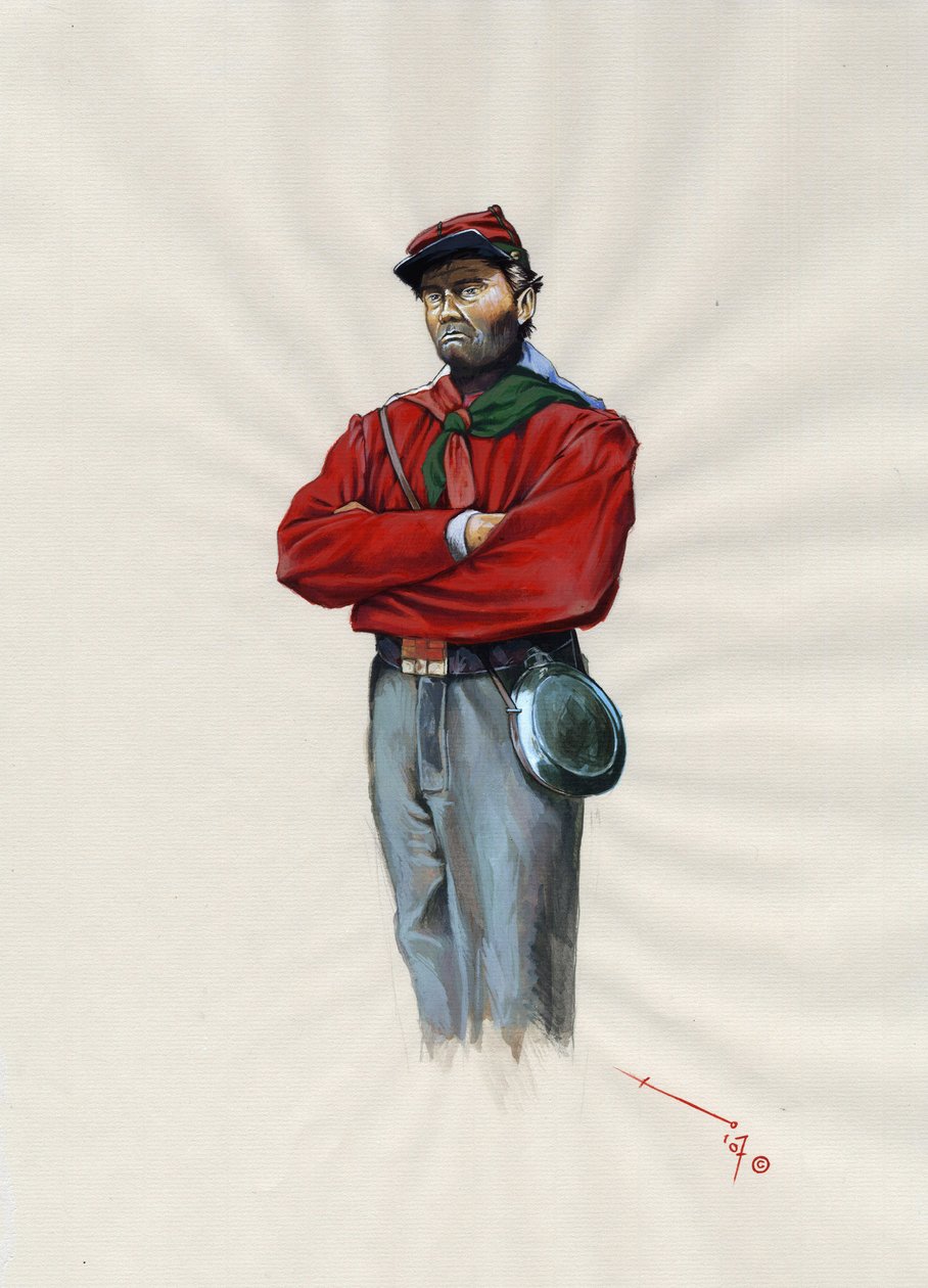 Toinen imperiumi (1852-1870): Italian yhdistyminen (Risorgimento), Garibaldin armeijan vapaaehtoinen upseeri, joka tunnetaan "punapaitaisena" taistelijana Giuseppe Garibaldin (1807-1882) asian puolesta Italiassa tekijältä Alessandro Lonati