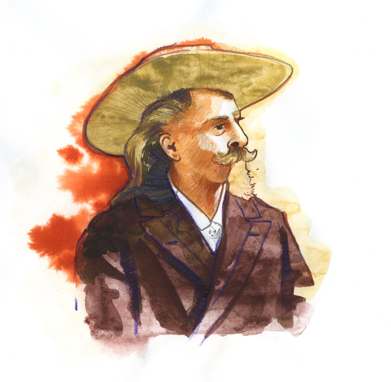 William Frederick Cody - Tunnetaan nimellä Buffalo Bill - Muotokuva Buffalo Billistä (1846-1917), eversti William Cody tekijältä Alessandro Lonati