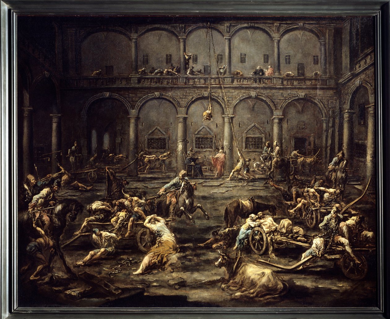 Gallerioiden saapuminen Genovan vankilaan Alessandro Magnascon (1667-1749) maalaus 1700-luvun su. 1,16x1,42 m Bordeaux, Kuvataidemuseo. tekijältä Alessandro Magnasco