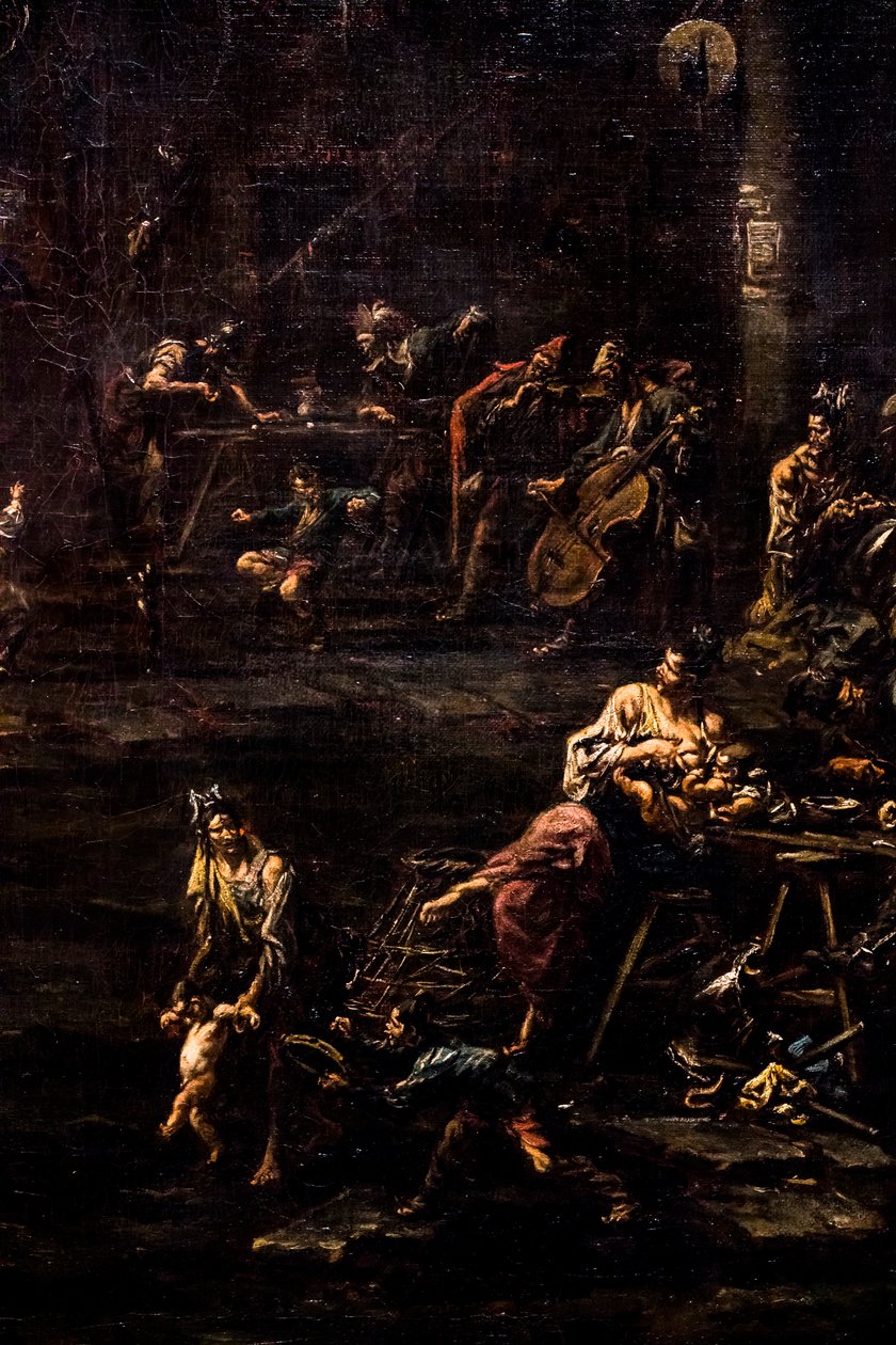 Pelureita, sotilaita ja kulkureita, n. 1720/30 (Öljy kankaalle) tekijältä Alessandro Magnasco