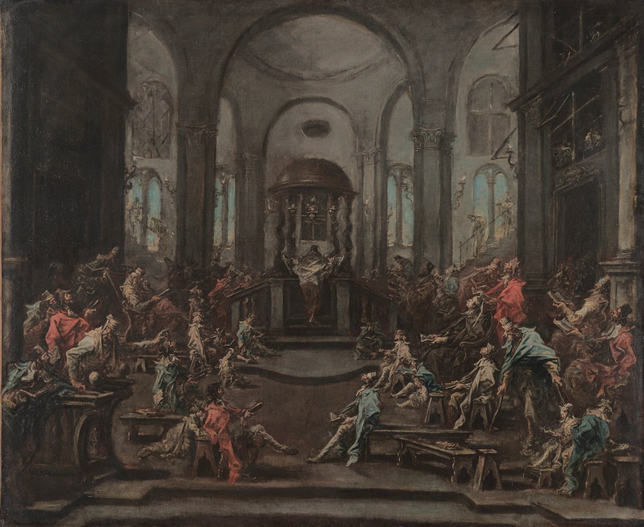 Synagogan sisustus, n. 1725-1735. tekijältä Alessandro Magnasco