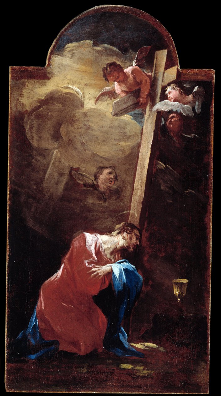Jeesus puutarhassa Alessandro Magnascon maalaus dit il Lissandrino (1667-1749) 1700-luvun Genes, Musei di Strada Nuova (entinen Palazzo Bianco) tekijältä Alessandro Magnasco