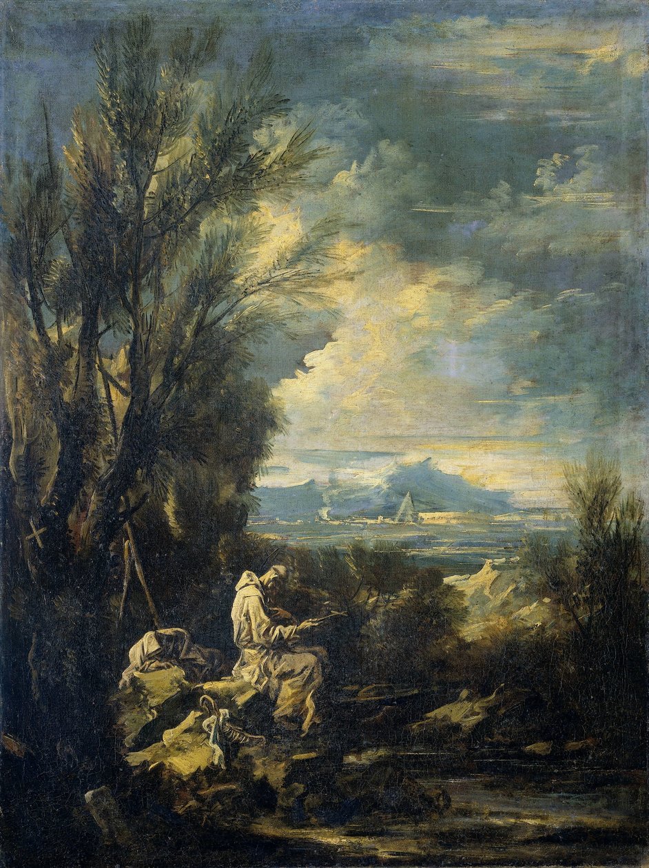 Maisemaa Saint Brunon kanssa? tekijältä Alessandro Magnasco