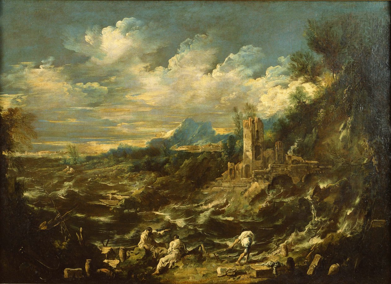 Maisema myrskyisellä merellä, noin 1720 tekijältä Alessandro Magnasco