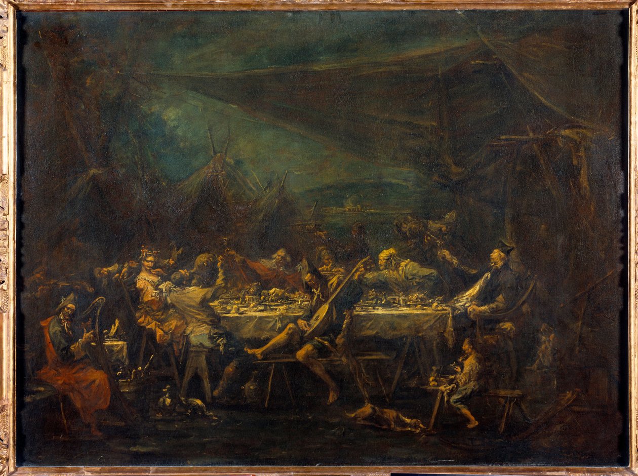 Alessandro Magnascon (1667-1749) Bohemian ateria -maalaus 1700-luvun su. 0,86x1,18 m tekijältä Alessandro Magnasco