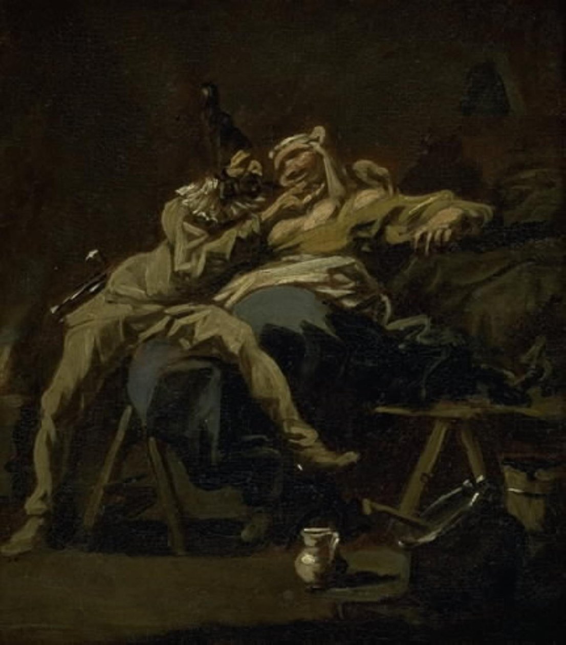 Pulcinella ja Colombina tekijältä Alessandro Magnasco