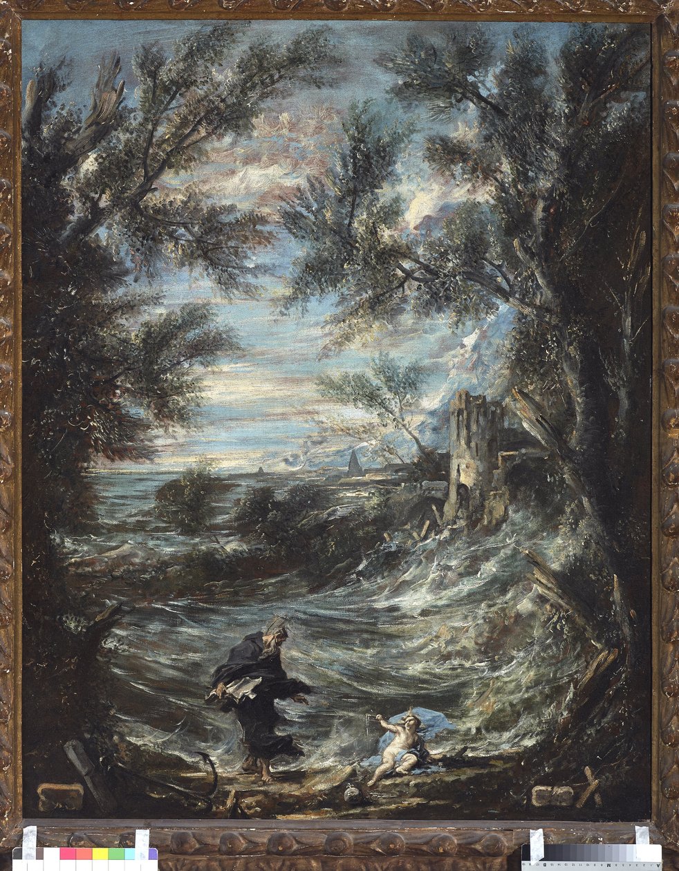 Pyhä Augustinus ja vauva (St Augustine and the Baby). Alessandro Magnascon maalaus, joka tunnetaan nimellä il Lissandrino (1667-1749) tekijältä Alessandro Magnasco