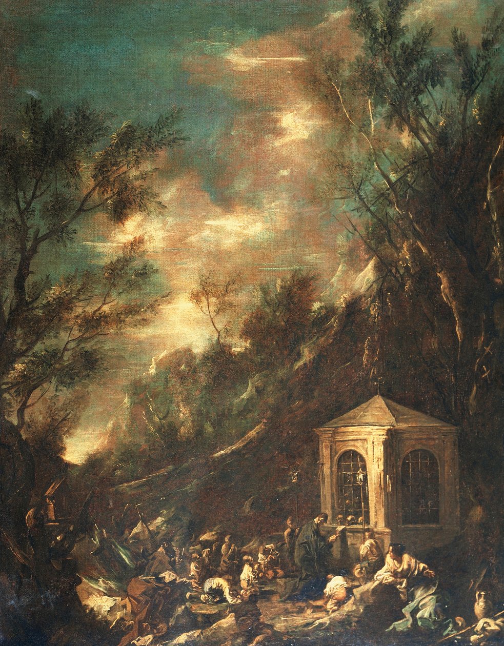 Pyhiinvaelluskohtaus, Alessandro Magnasco, joka tunnetaan nimellä Lissandrino (1667-1749) (maalaus) tekijältä Alessandro Magnasco