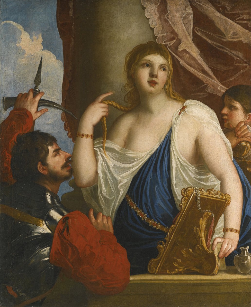 Semiramis Called to Arms par Padovanino (1588-1649). Öljy kankaalle, koko: 134x112, , Yksityiskokoelma tekijältä Alessandro Padovanino