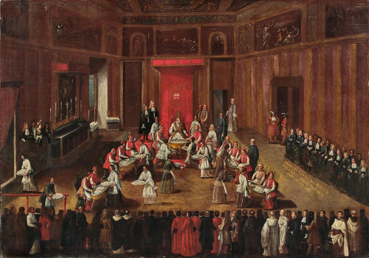 Agnus Dein seremonia, jota juhli paavi Clemens XI, n. 1710. tekijältä Alessandro Piazza