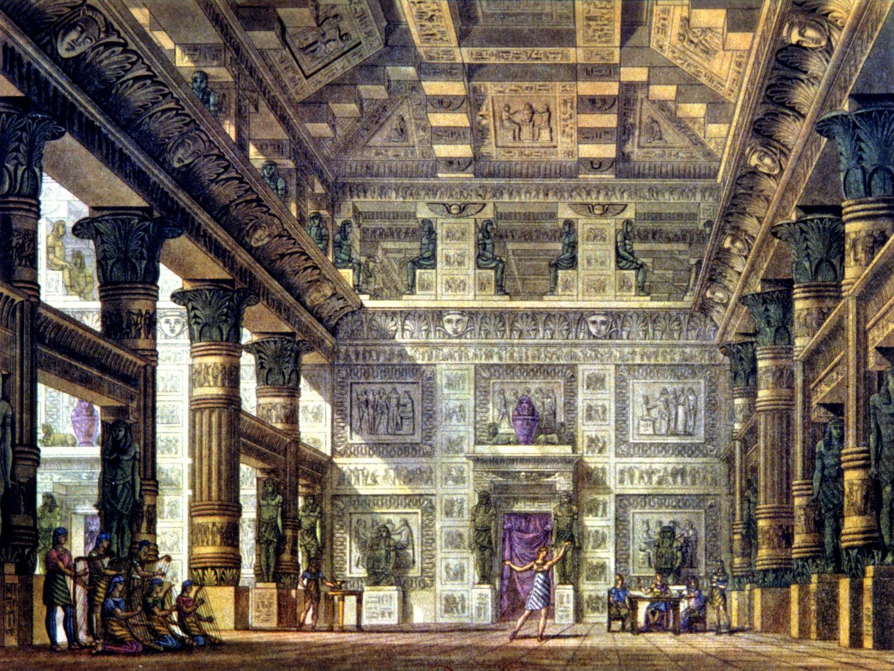 Tanssikohtaus muinaisessa Egyptissä Memphisissä tekijältä Alessandro Sanquirico