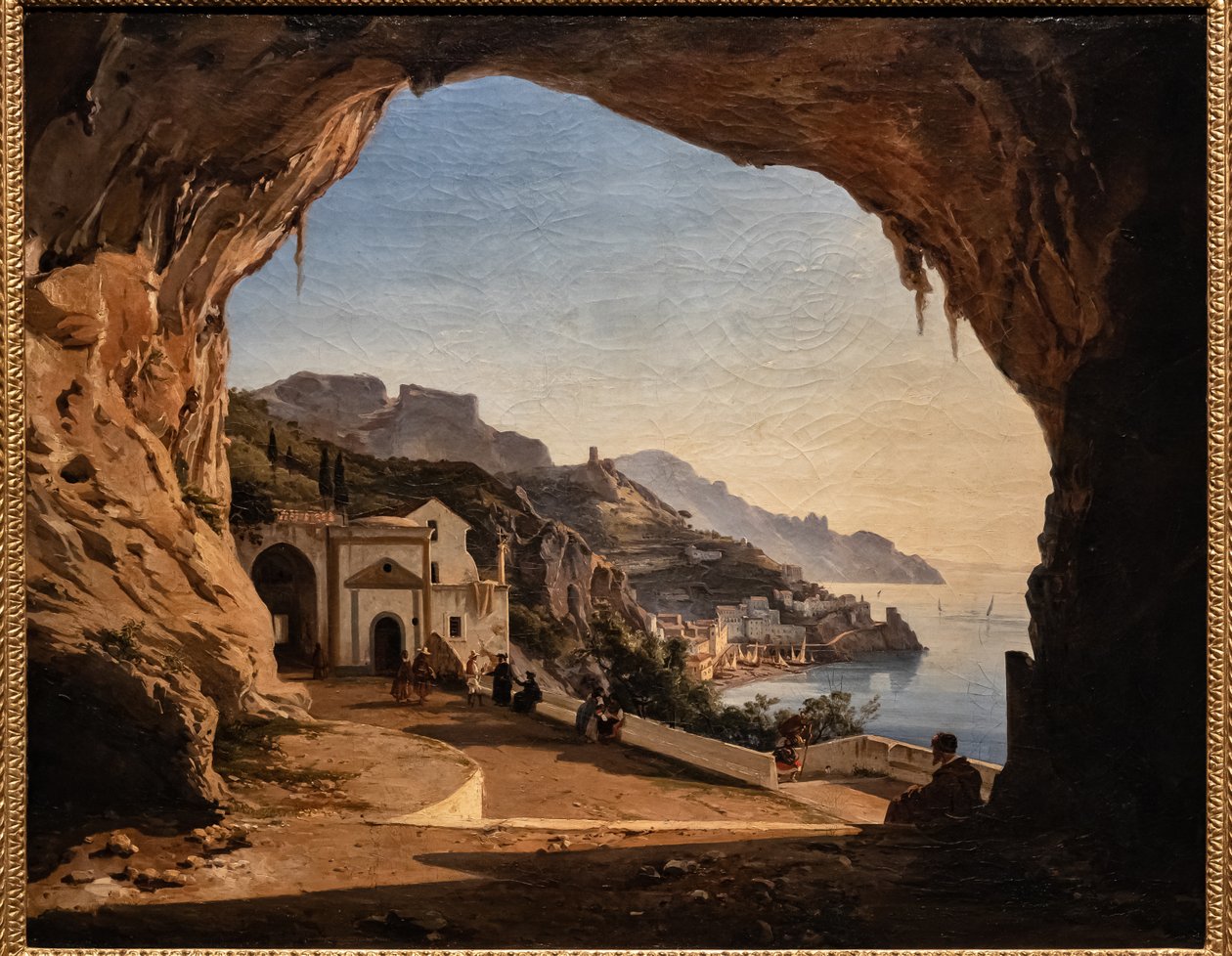 Kapikiinien luola Amalfissa, n. 1850 (öljy kankaalle) tekijältä Alessandro la Volpe