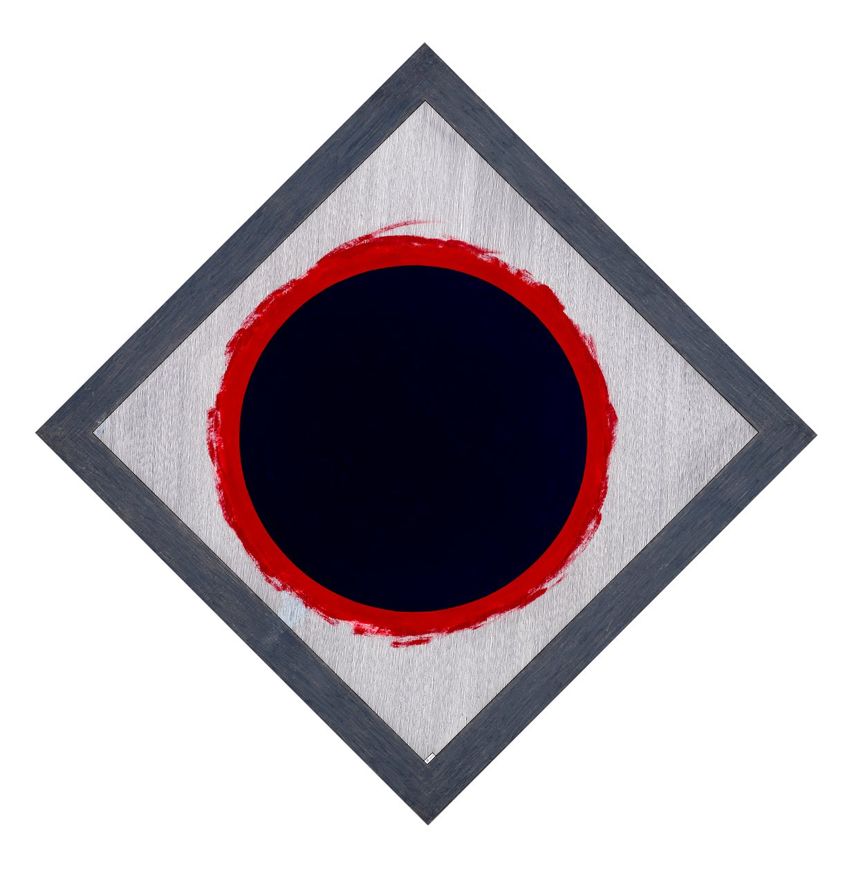 Circle Blue on Red Diamond, 2022 (emali ja kynä kortille) tekijältä Alex Dunn