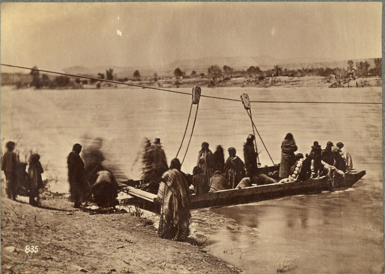 Lautta lähellä Fort Laramiea, Dakota, 1868 (albumiprintti) tekijältä Alexander Gardner