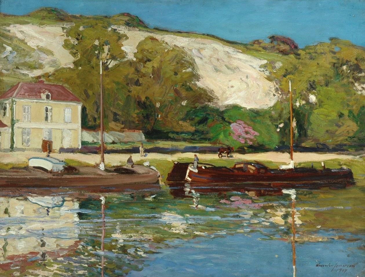 Proomut Seinen varrella, 1907 tekijältä Alexander Jamieson