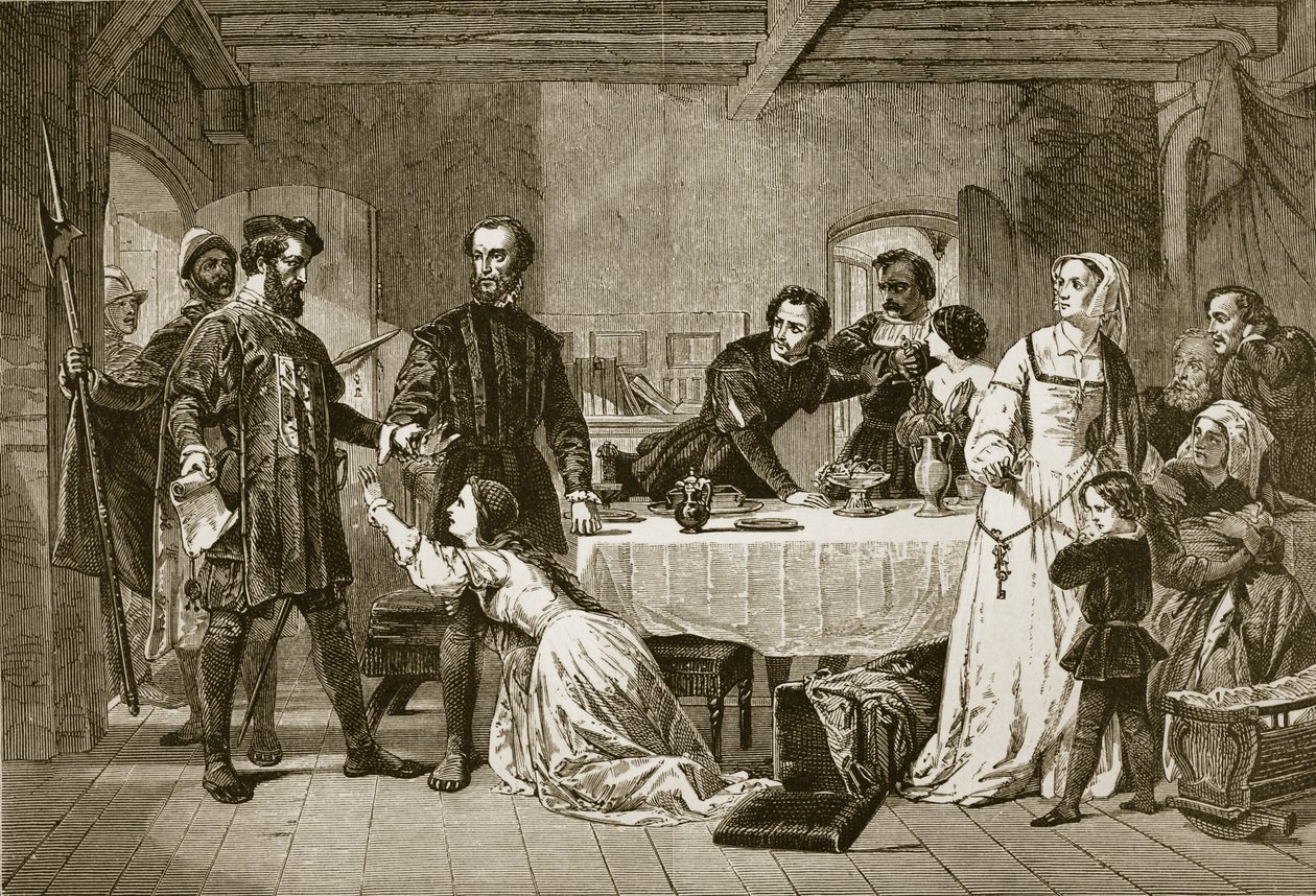 Ashfordin lollardin John Brownin pidättäminen, 1517, kaiverrettu J. ja G.P. Nichollsilta tekijältä Alexander Johnston