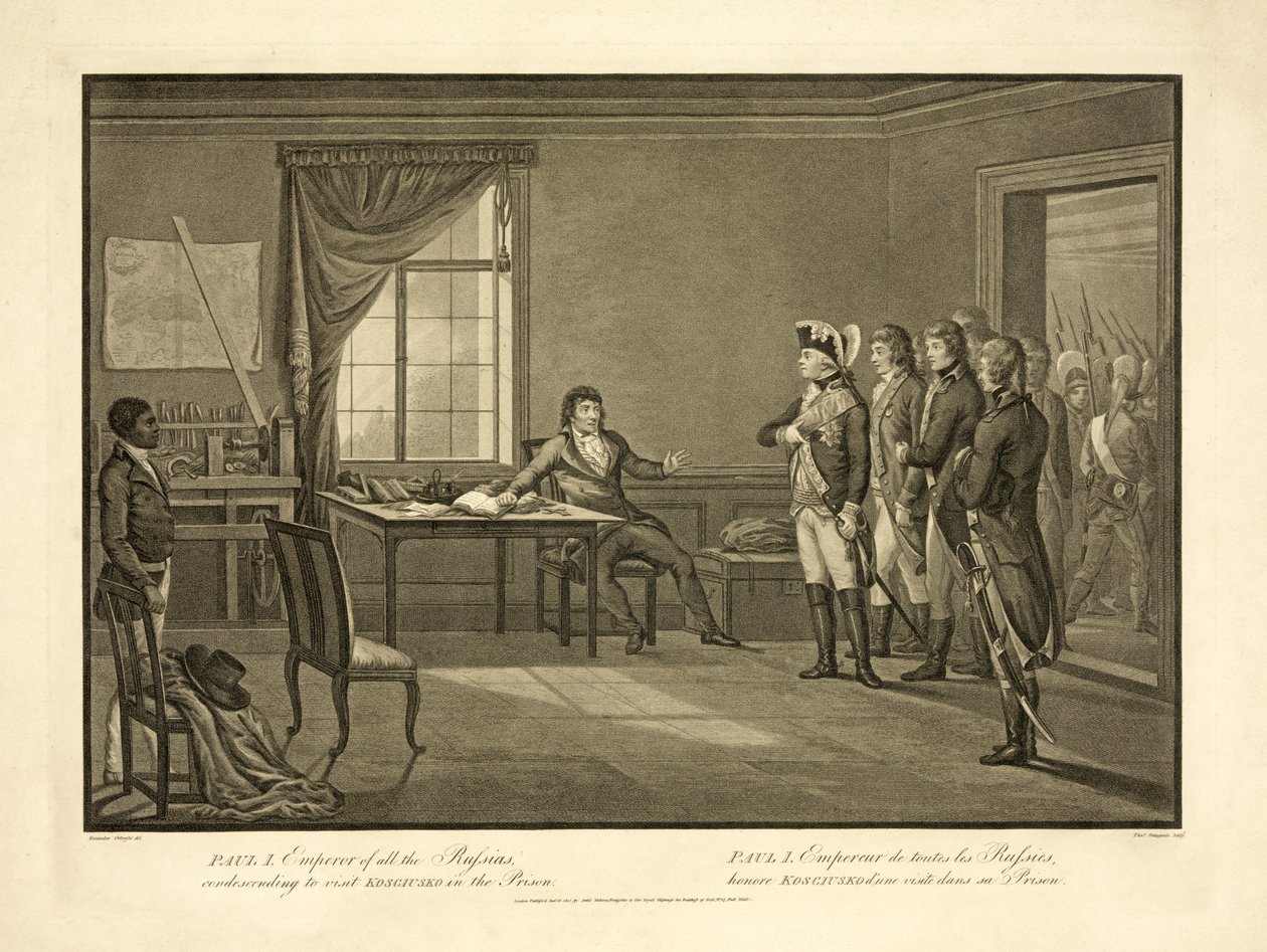 Paavali I, koko Venäjän keisari, alentuessaan vierailee Ko?ciuskon luona vankilassa, pubissa. 1801 tekijältä Alexander Ortowski