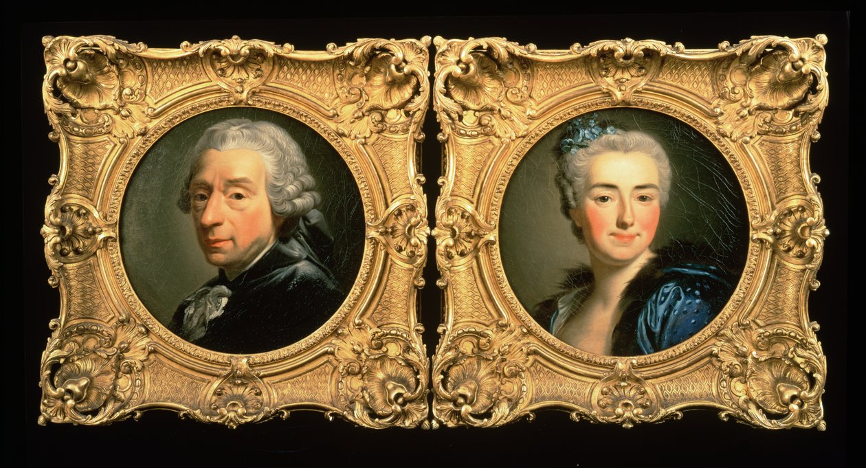 Muotokuvia Francois Boucherista (1703-70) ja hänen vaimostaan Marie-Jeanne Buseausta tekijältä Alexander Roslin
