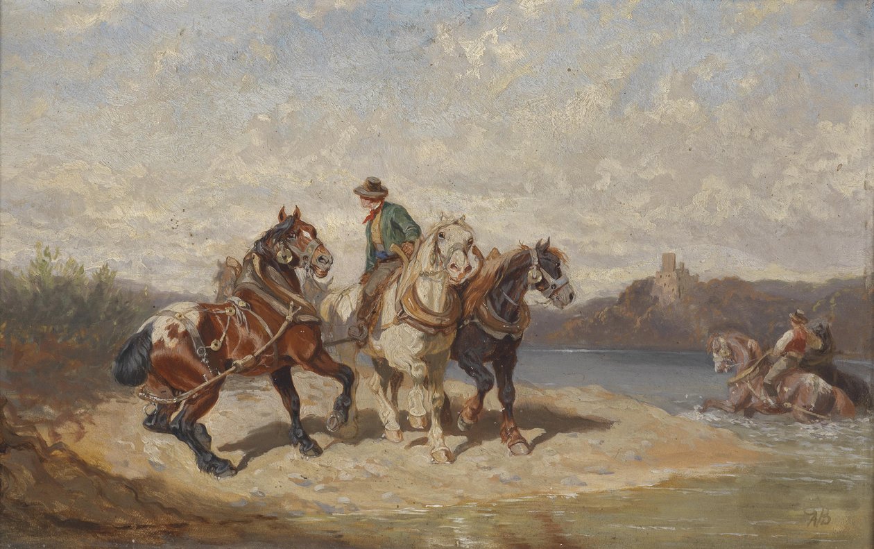 Treidelpferde an der Donau tekijältä Alexander von Bensa