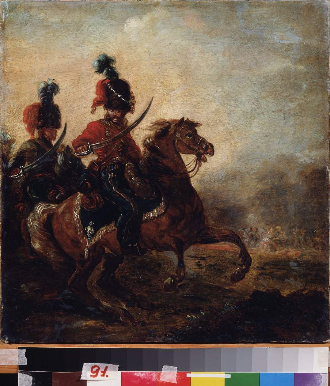 Ratsastajat. (Husaarirykmentti). Maalaus Alexander Osipovich Orlowski (1777-1832), öljy kankaalle tekijältä Alexander Orlowski