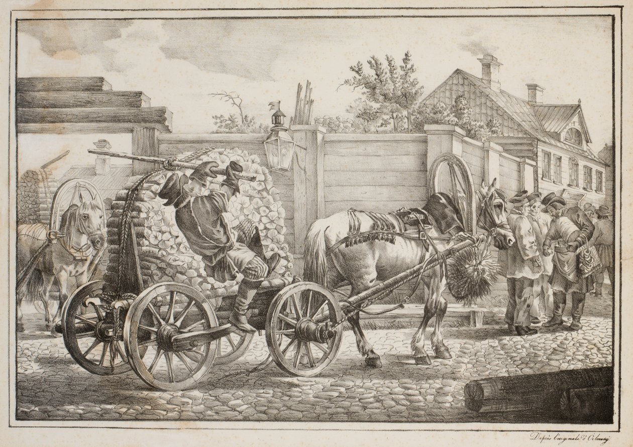 The Coachman with Kindling (litho) tekijältä after Alexander Orlowski