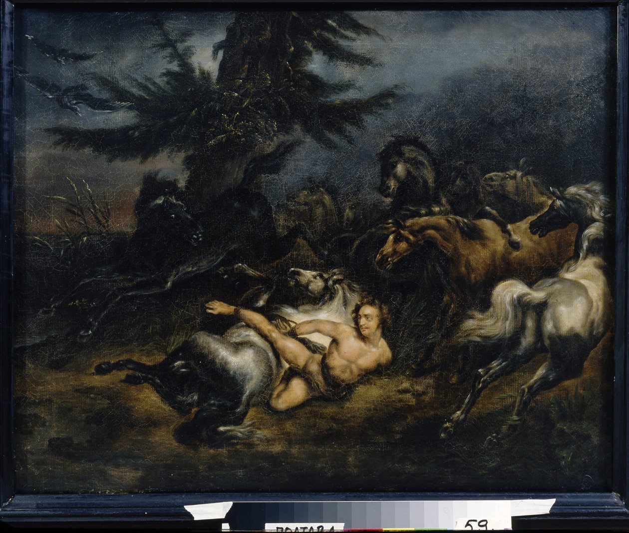 Ivan Mazepa (Jean Mazeppa) (1639-1709). Jäätyään kiinni aviorikoksesta, hän peitetään tervalla ja sidotaan alasti villihevosen selkään, joka kuljettaa hänet Ukrainan aroille. Alexander Osipovich Orlowskin (1777-1832) maalaus, hu tekijältä Alexander (1777 1832) Orlowski