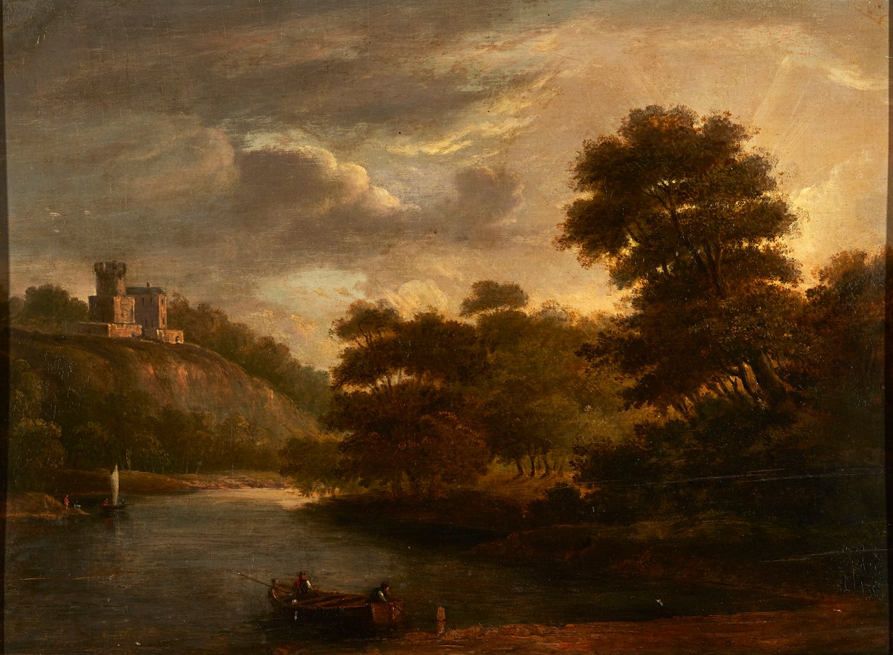 Jokimaisema (öljy paneelissa) tekijältä Alexander (follower of) Nasmyth