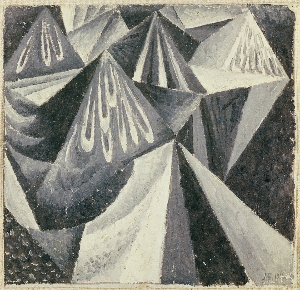 Kubo-futuristinen kompositio harmaalla ja valkoisella, 1916 tekijältä Alexander Bogomazov