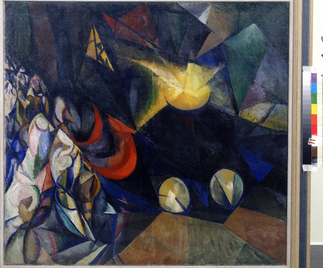 Höyrykone. Aleksanteri Konstantinovitš Bogomazovin (1880-1930) maalaus. Öljy kankaalle tekijältä Alexander Bogomazov