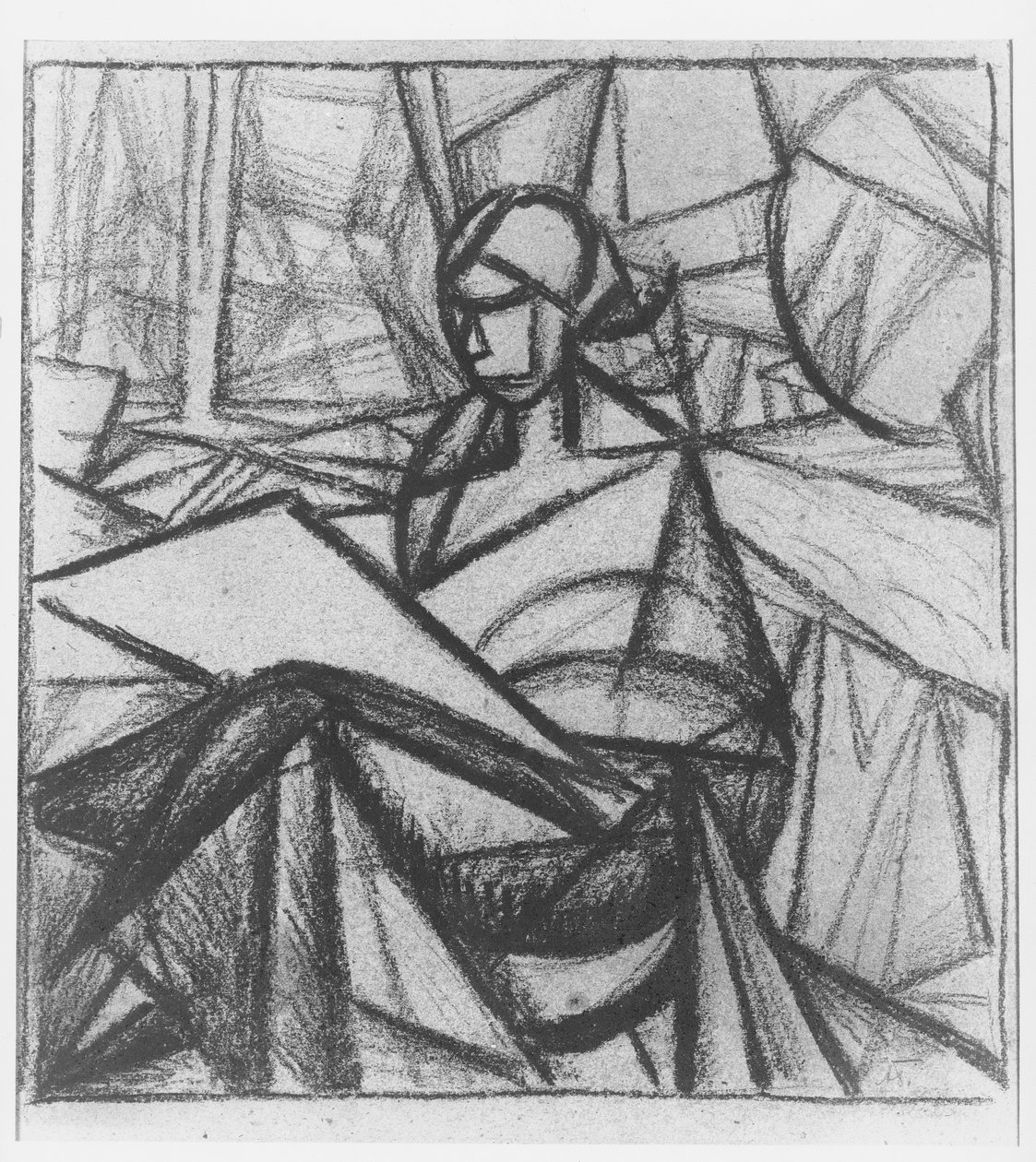 Nainen, 1914-15 (hiili paperilla) tekijältä Alexander Bogomazov