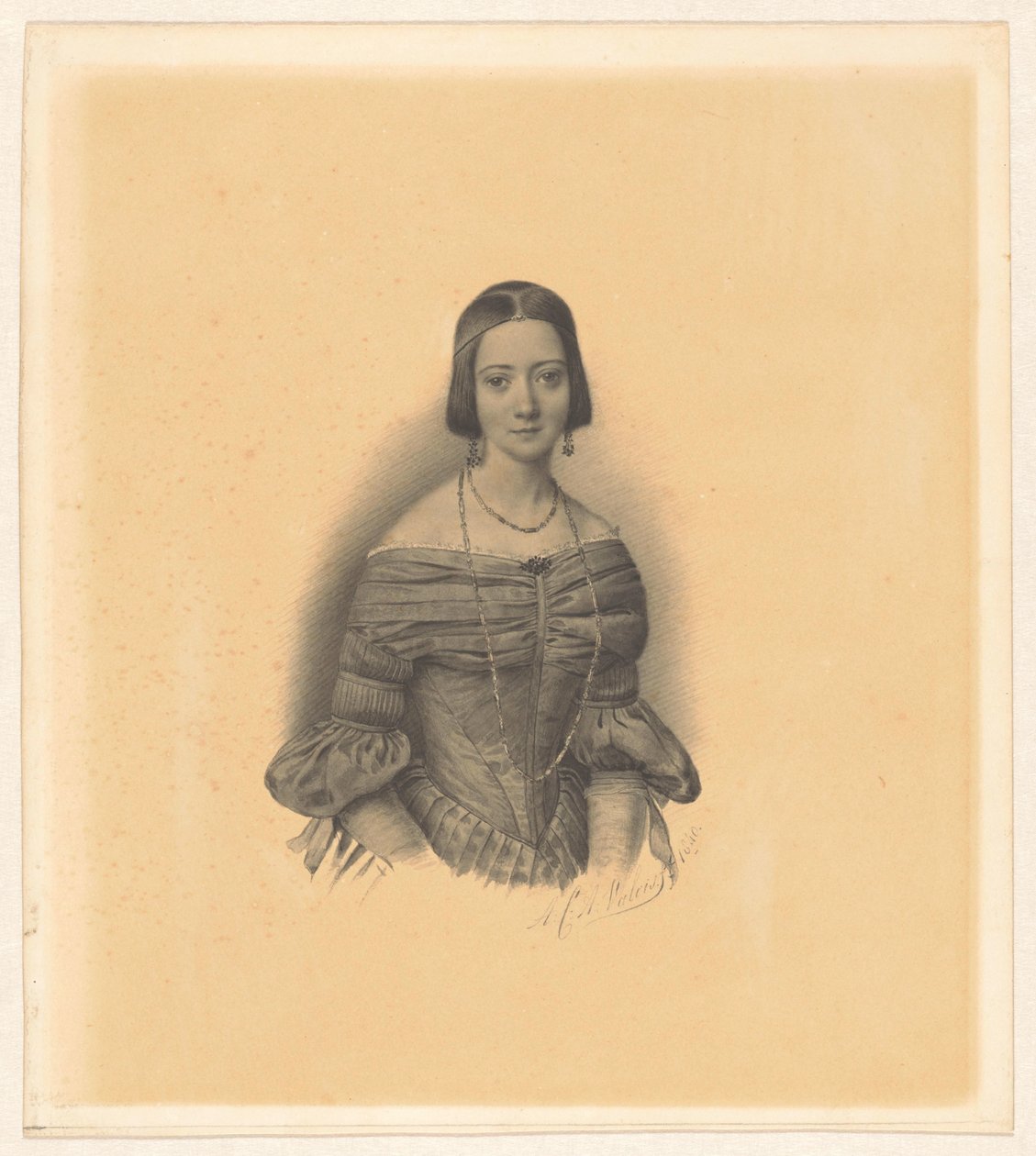 Antoinette Marie Henriette Jeanne Reigersmanin muotokuva, Jonkheer Pieter van den Brandelerin vaimo tekijältä Alexander Cesar August Valois (signed by artist)