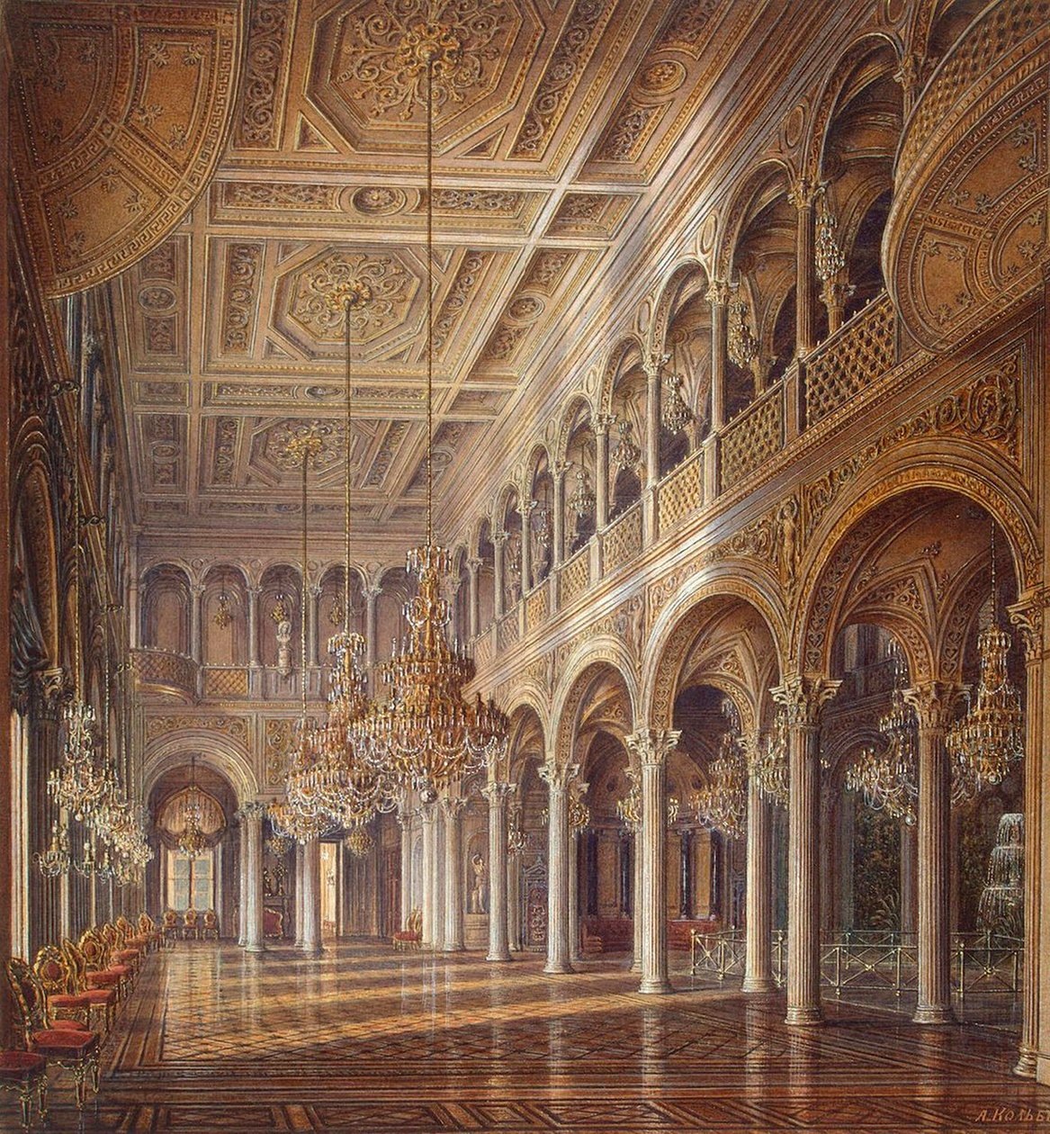 Pienen Eremitaasin sisätilat, Paviljonkihalli, 1800-luvun puoliväli. tekijältä Alexander Chrisophorovich Kolb