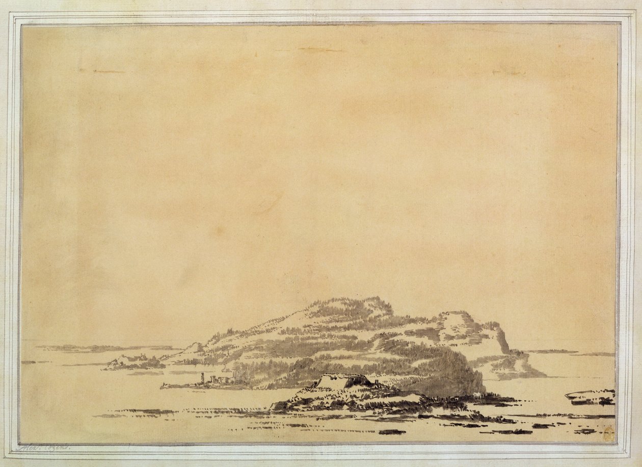 Fantastinen maisema, 1780-85 (pesu ja lyijykynä paperille) tekijältä Alexander Cozens
