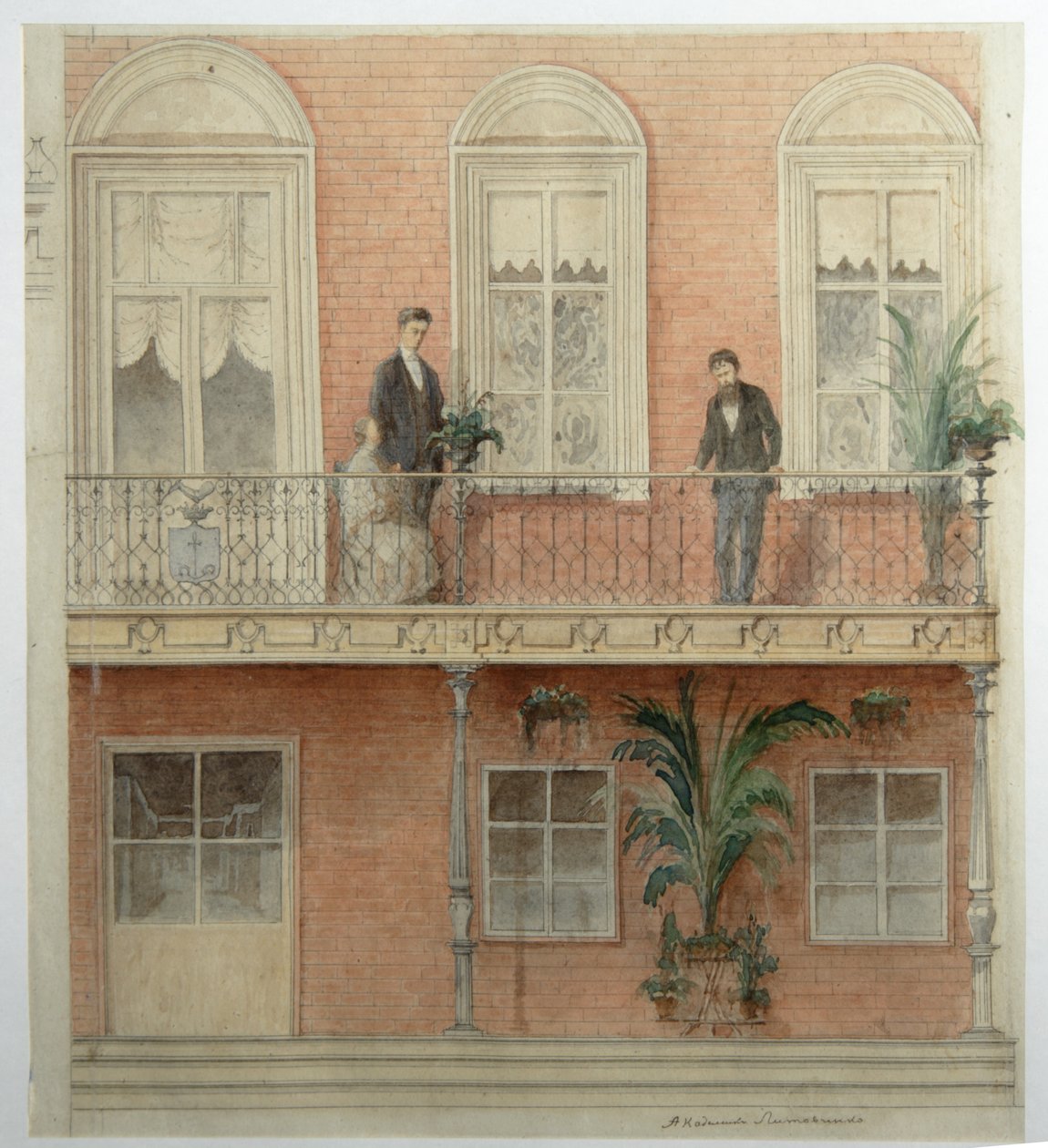Parvekeprojekti Schwarzin perheen talolle Estate Bely Kolodetsissa, 1875 tekijältä Alexander Dmitrievich Litovchenko