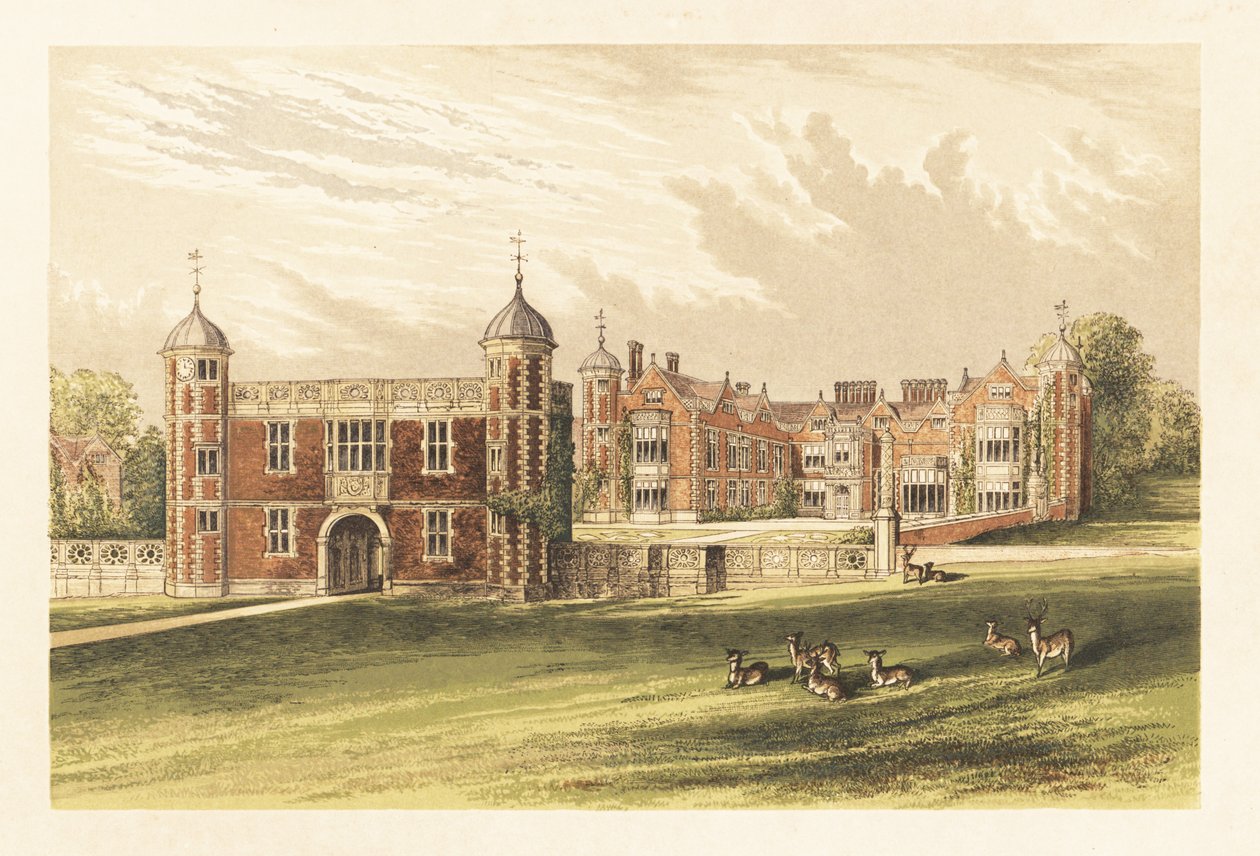Charlecote, Warwick, Englanti. ,1880 (kaiverrus) tekijältä Alexander Francis (after) Lydon