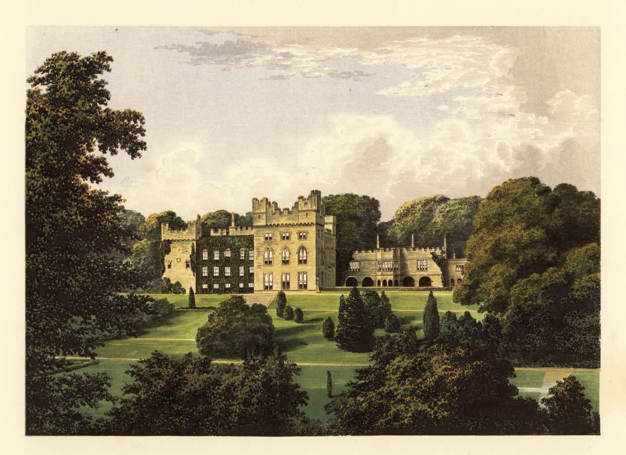 Hutton Hall, Cumbria, Englanti. ,1880 (kaiverrus) tekijältä Alexander Francis (after) Lydon