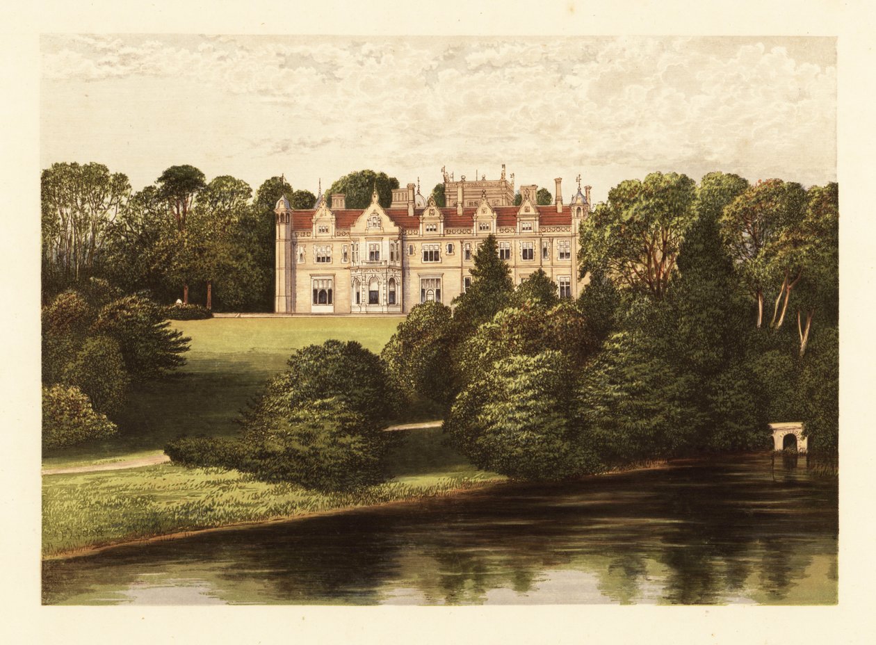 Keele Hall, Staffordshire, Englanti, 1880 (kaiverrus) tekijältä Alexander Francis (after) Lydon
