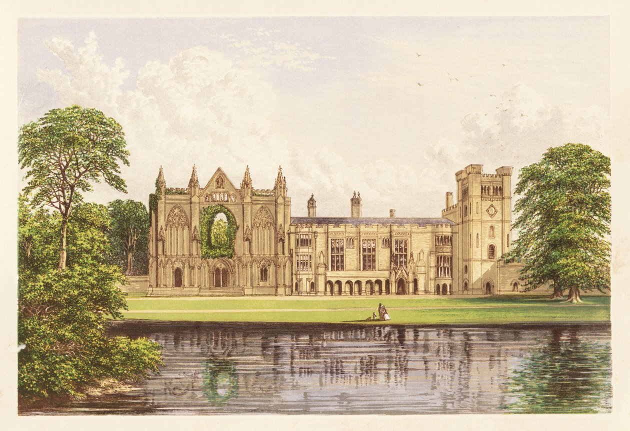 Newstead Abbey, Nottinghamshire, Englanti. 1880 (kaiverrus) tekijältä Alexander Francis (after) Lydon