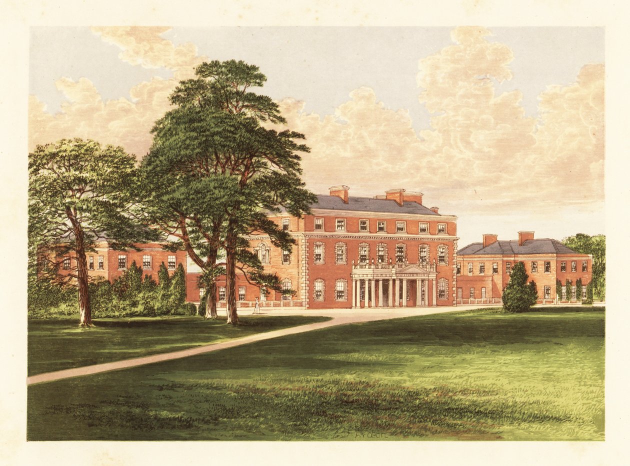 Trafalgar House, Wiltshire, Englanti. ,1880 (kaiverrus) tekijältä Alexander Francis (after) Lydon