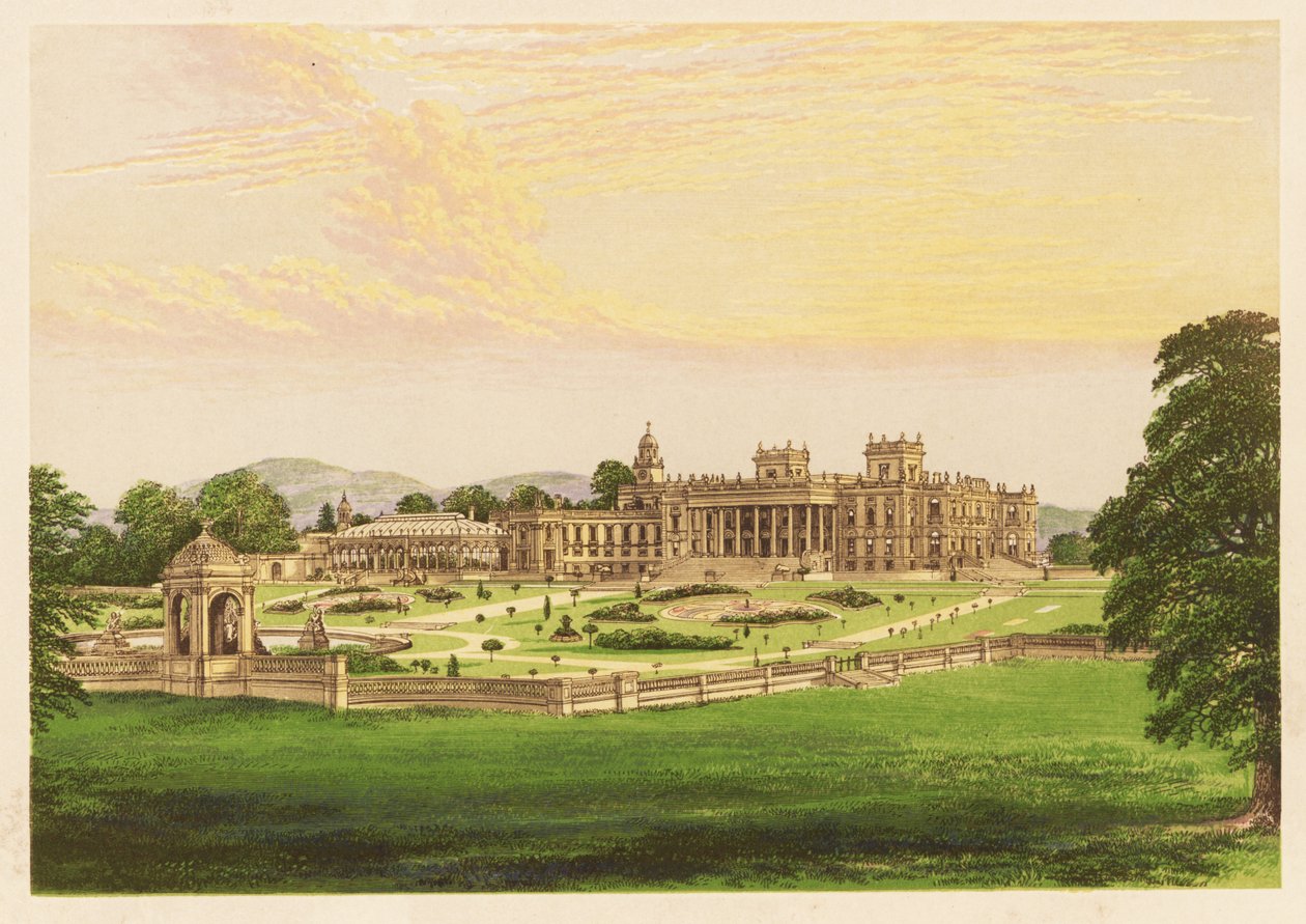 Witley Court, Worcestershire, Englanti. 1880 (kaiverrus) tekijältä Alexander Francis (after) Lydon