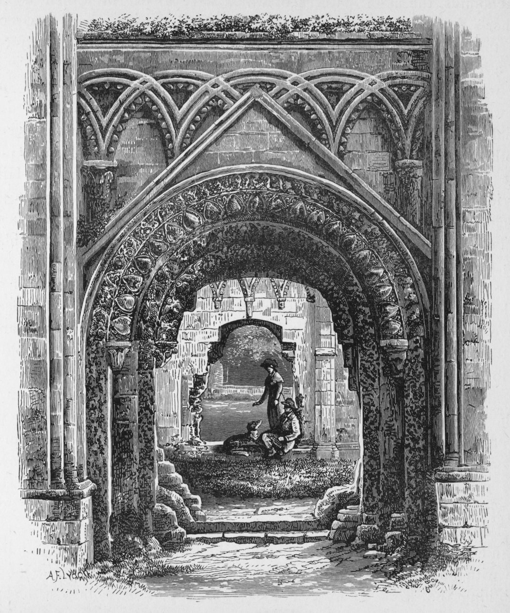 Ovikäytävä St Josephs Chapelissa, Glastonbury Abbeyssa, c1880, 1897 tekijältä Alexander Francis Lydon