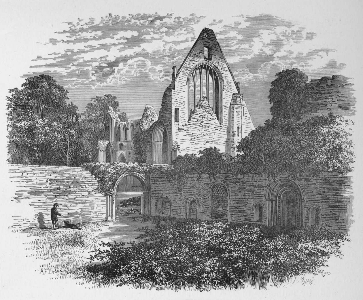 Cloister Courtista, Dryburgh Abbeysta, vuodelta 1880, 1897 tekijältä Alexander Francis Lydon