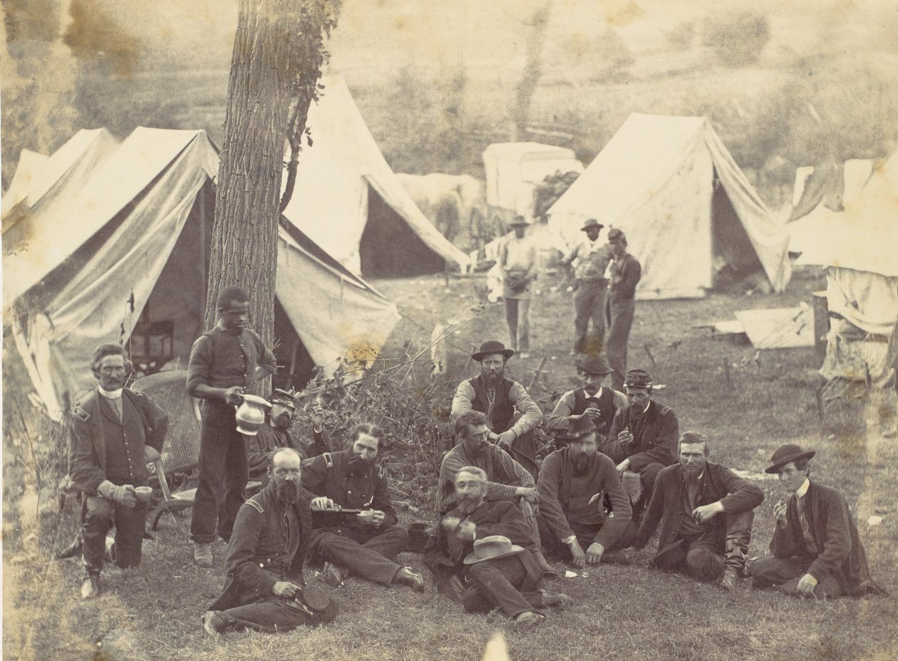 Ryhmä Potomacin armeijan päämajassa, Antietam, lokakuu 1862, 1862. tekijältä Alexander Gardner