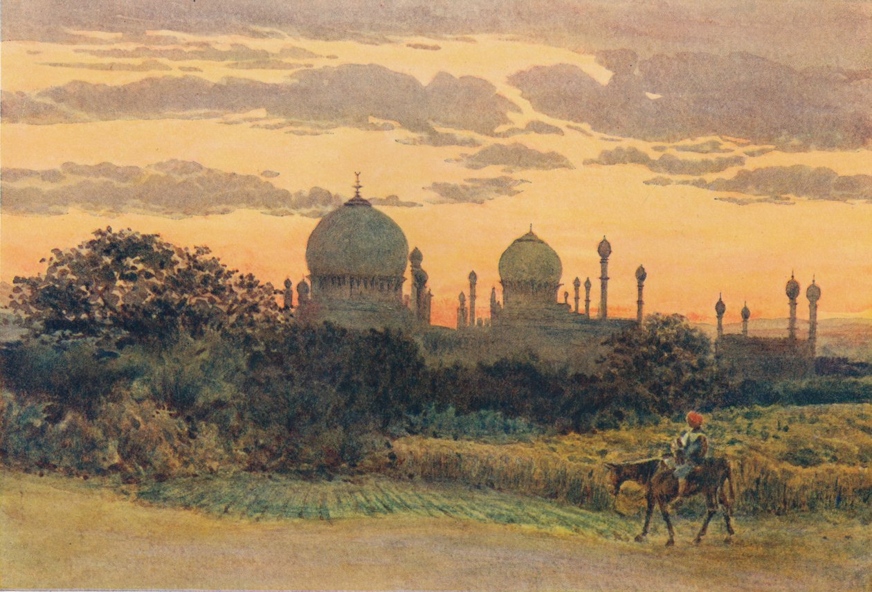 Auringonlasku Ibrahim Rozan takana, Bijapur, 1880 1905. tekijältä Alexander Henry Hallam Murray