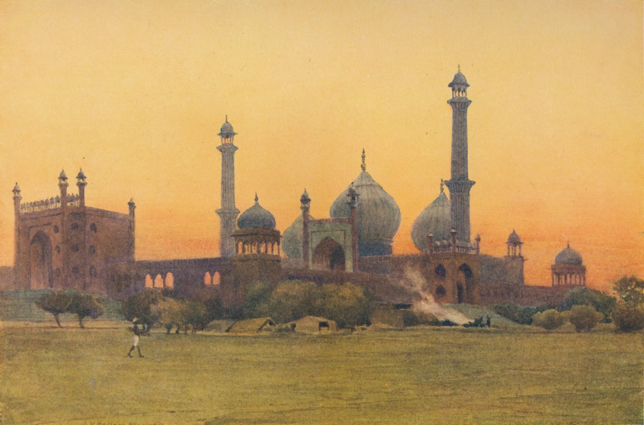 Jumma Musjid, Delhi - Auringonlaskun aikaan, n. 1880 1905. tekijältä Alexander Henry Hallam Murray
