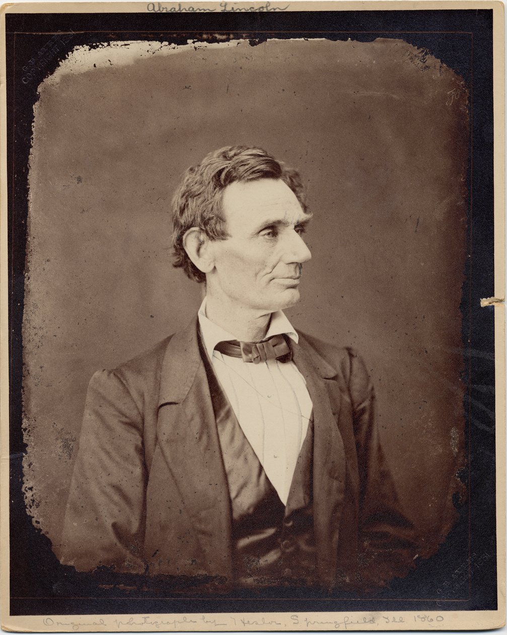 Abraham Lincoln (1809-65), USA:n 16. presidentti, jäljennös kuvan perään kirjoittanut Alexander Hesler, 1860 (albumikuva) tekijältä Alexander Hesler