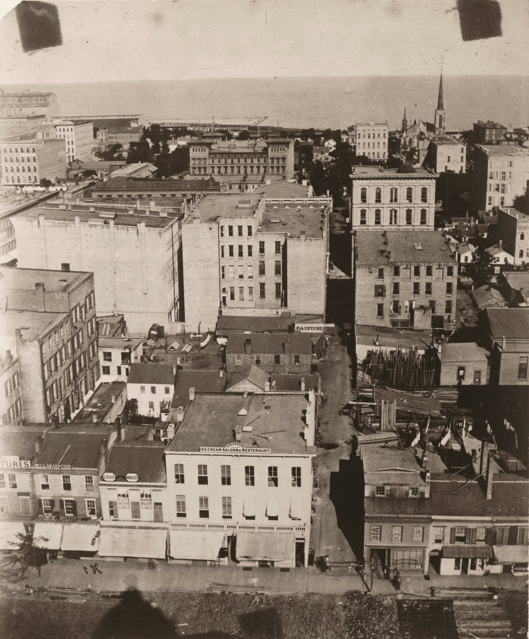 Näkymä itään Chicagon oikeustalon kupolista, 1858 tekijältä Alexander Hesler