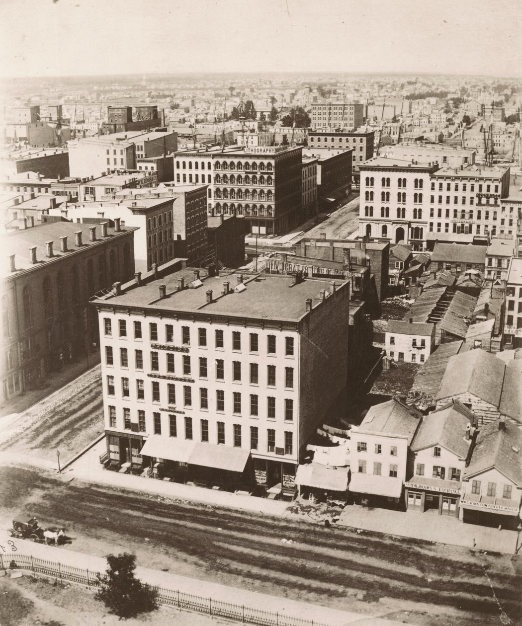 Näkymä luoteeseen Chicagon oikeustalon kupolista, 1858 tekijältä Alexander Hesler
